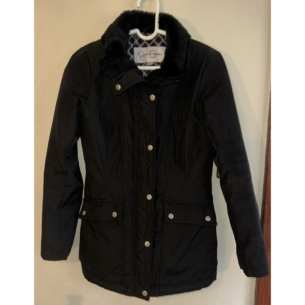 Womens Size XS Black Coat/Jacket -‎ Jessica Simpson Insulated Fur Neck Heavy